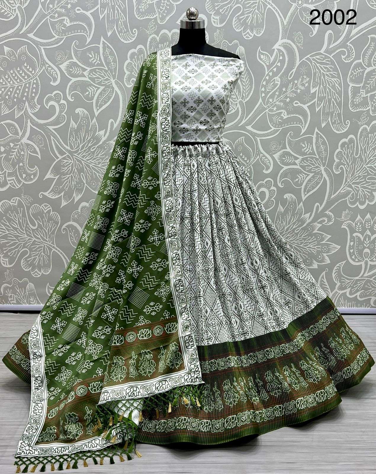 Dull Satin Silk with Traditional Patola Print Designer Lehen...