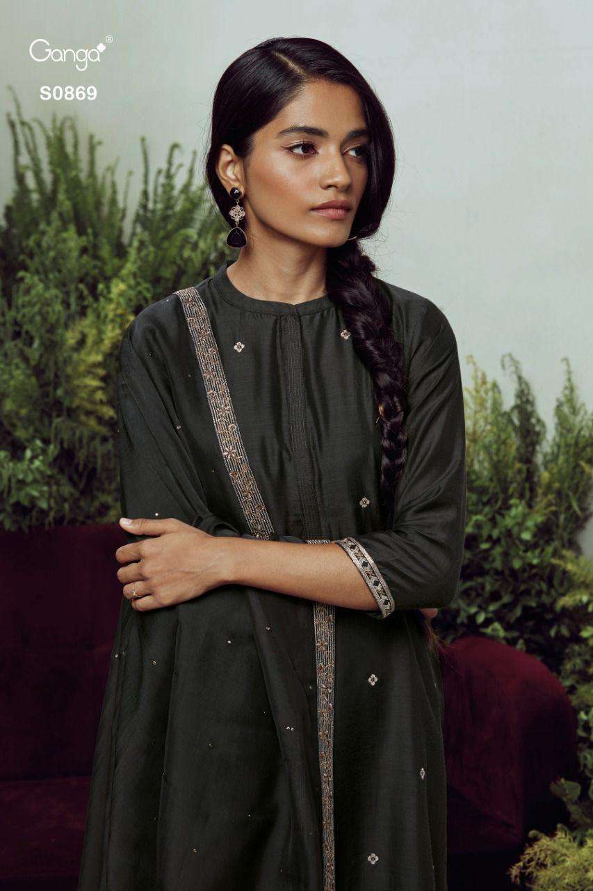 Ganga Fashion Hanna 869 silk with hand work designer Salwar ...
