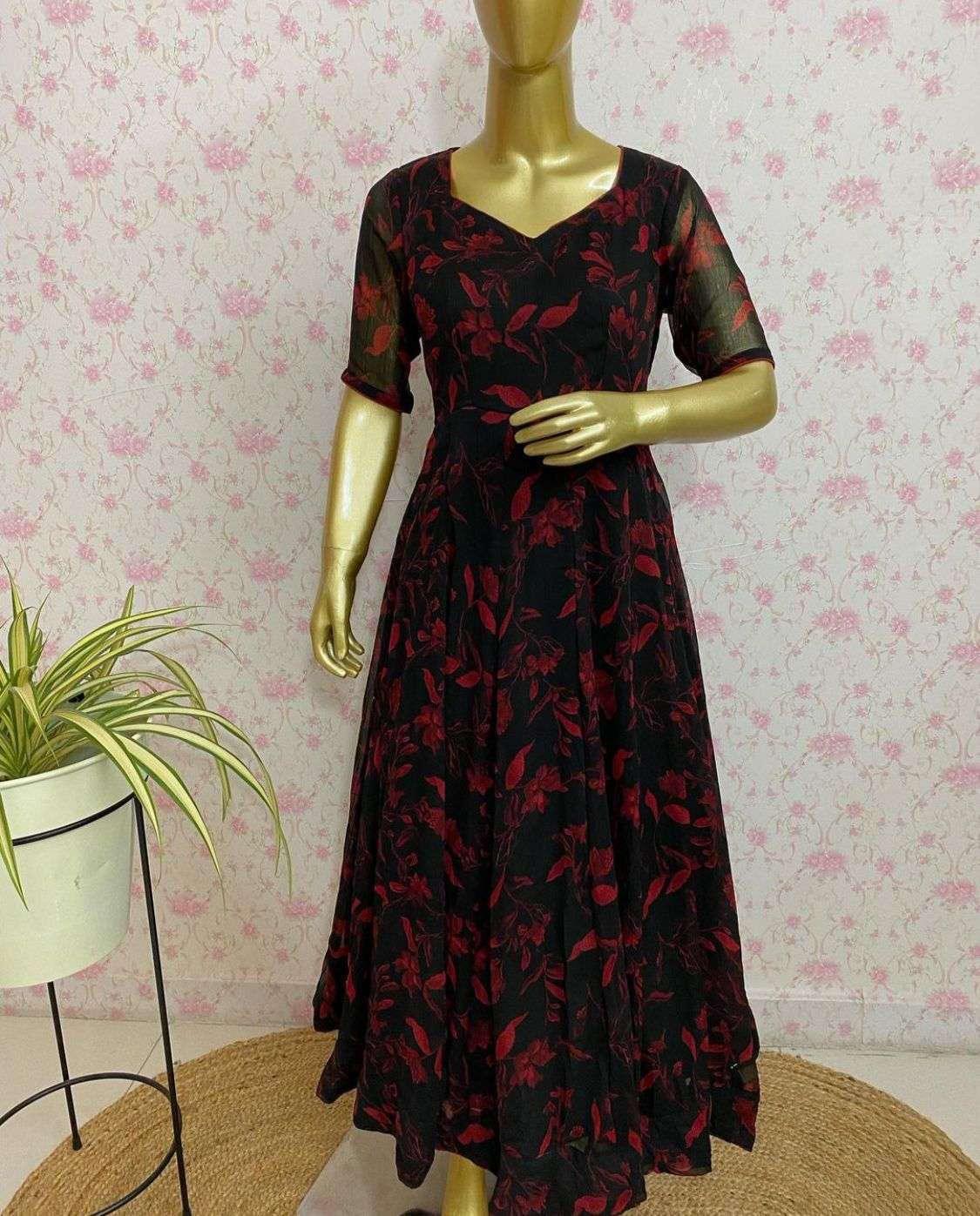 Georgette with Printed Gown Kurti collection at wholesale ra...