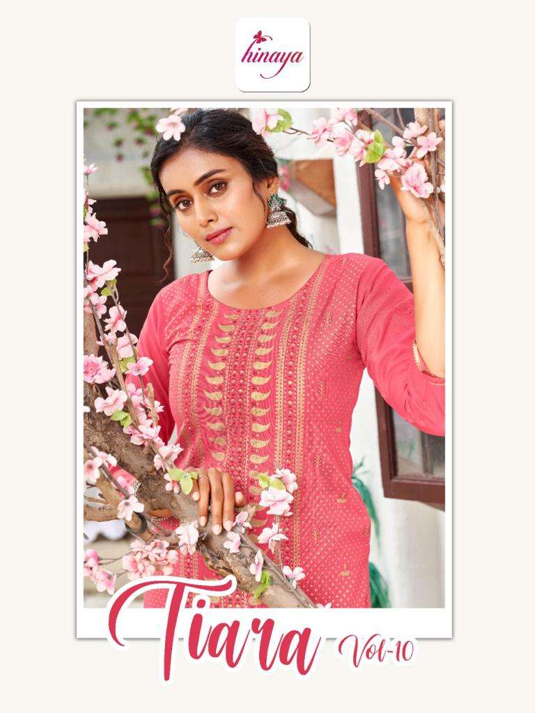 Hinaya Tiara vol 10 rayon with fancy work Regular Wear kurti...