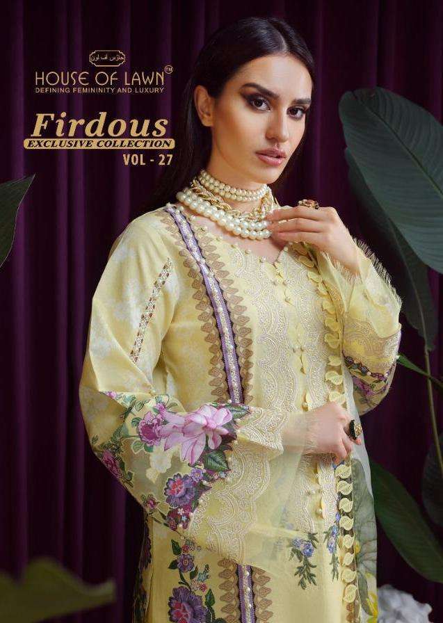 House Of Lawn Firdous vol 27 Lawn cotton with fancy Designer...