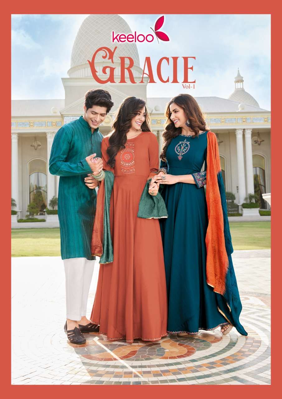 KEELOO GRACIE VOL 1 LATEST GOWN WITH DUPATTA REDAYMADE CONCE...