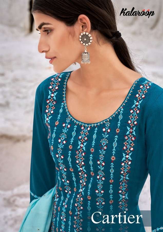 Kessi fabrics Kalaroop Cartier Silk With Fancy Work Readymad...
