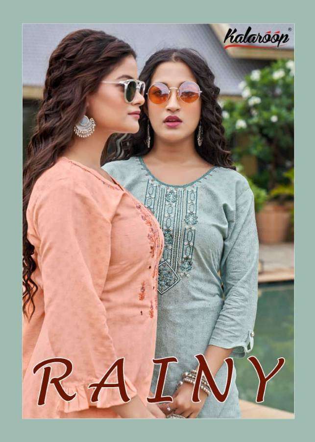 Kessi Fabrics Kalaroop Rainy Rayon With fancy hand work Kurt...