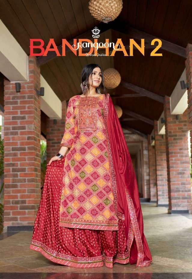 Kessi Fabrics Rangoon Bandhan vol 2 Rayon With bandhani Prin...