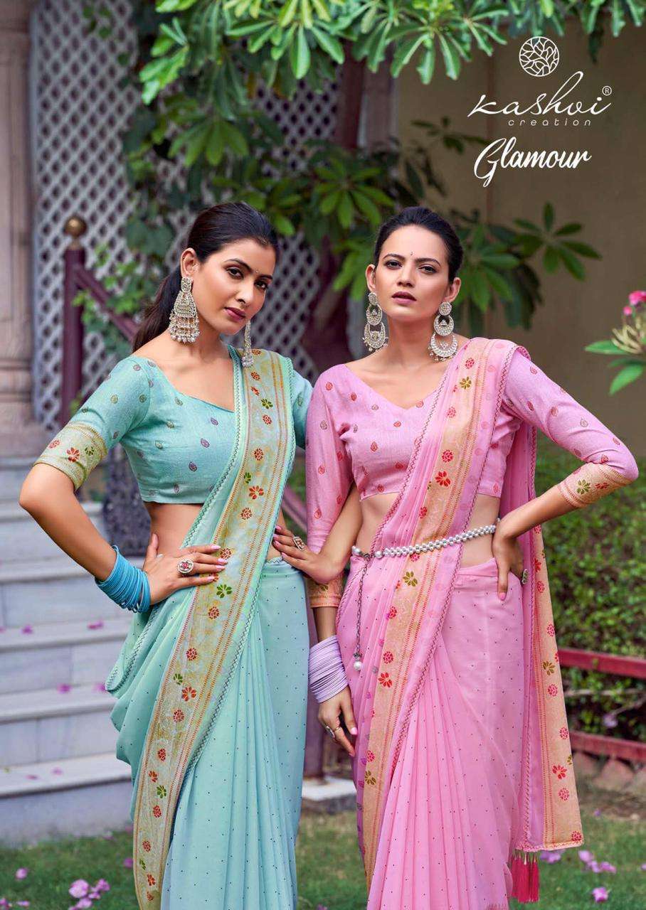 Lt fabrics Kashvi Creation Glamour Georgette With Foil Print...