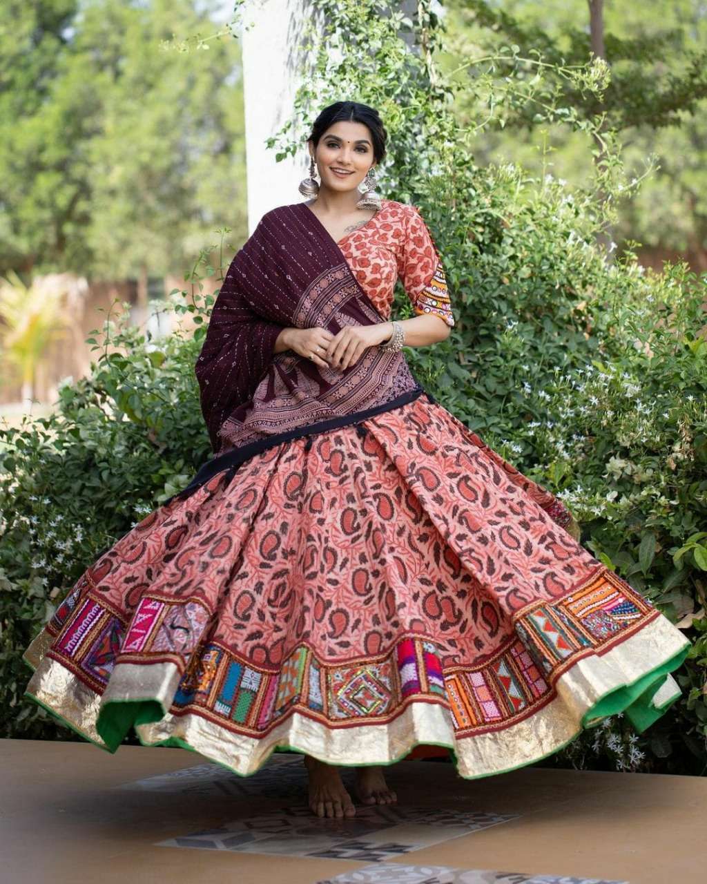 Navratri Special Butter silk with Traditional print Lehenga ...
