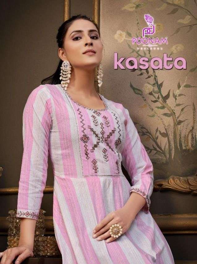 Poonam Designer Kasata Cotton With Embroidery work Gown Coll...