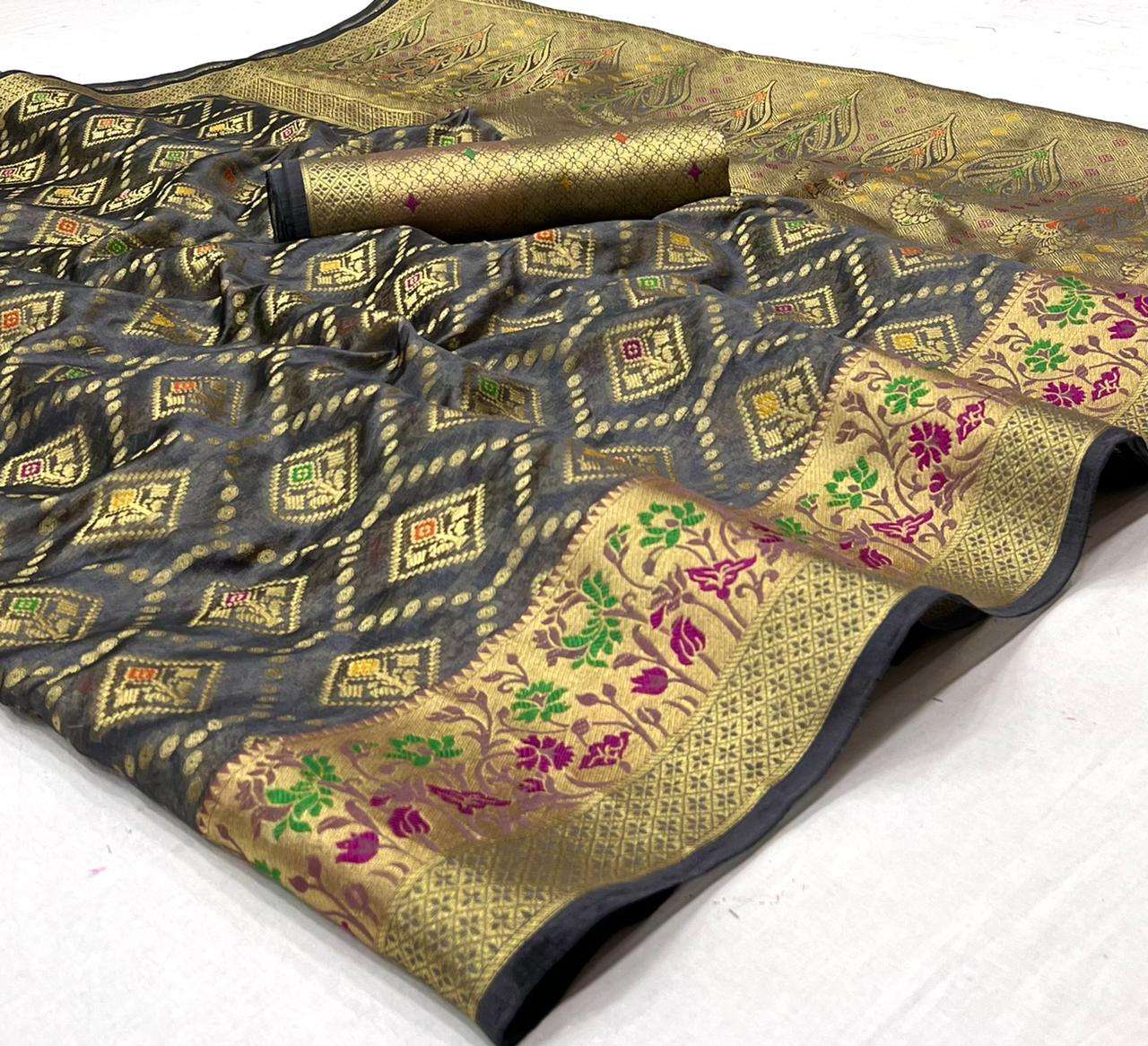 Pragya Organza Silk with fancy Weaving Design Saree collecti...