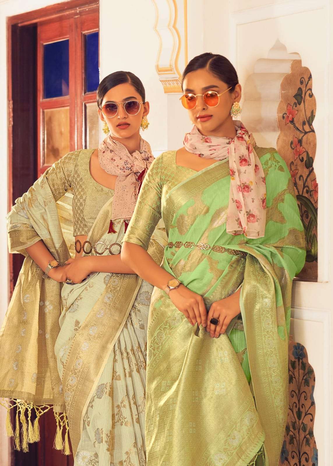 Rajpath Allin Linen With Weaving Design Party Wear Saree col...
