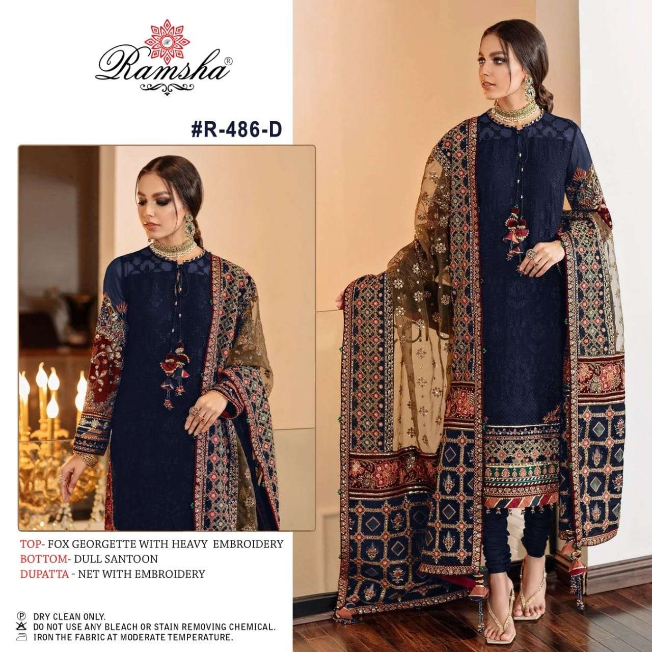 Ramsha R 486 NX Georgette with Embroidery work Pakistani Sui...