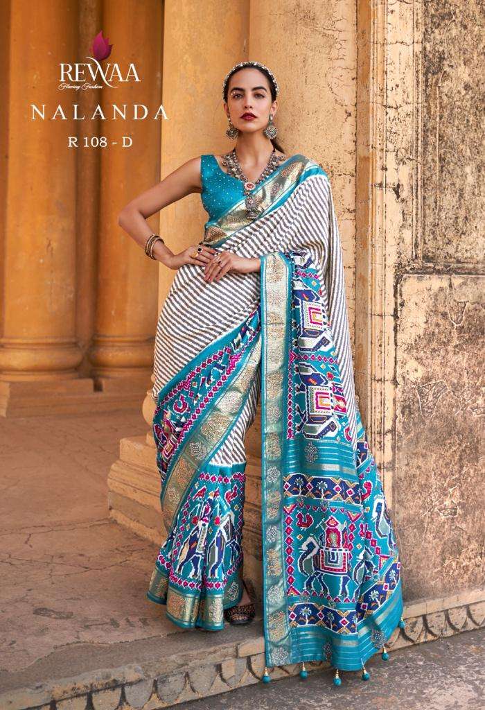 Rewaa Fashion Nalanda 108 Colour Silk with Laheriya Patola D...