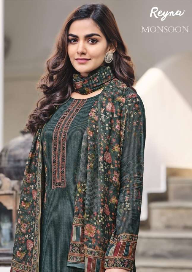 REYNA MONSOON BAMBER SILK DIGITAL PRINTED SALWAR KAMEEZ AT W...