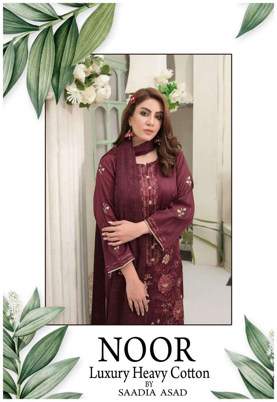 Saadia Asad Noor Luxury Cotton with Printed Pakistani Suits ...