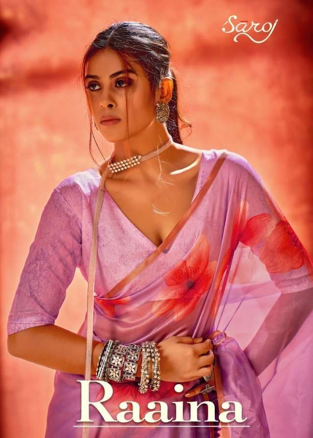 Saroj Sarees Raaina Organza Silk with digital print Saree co...