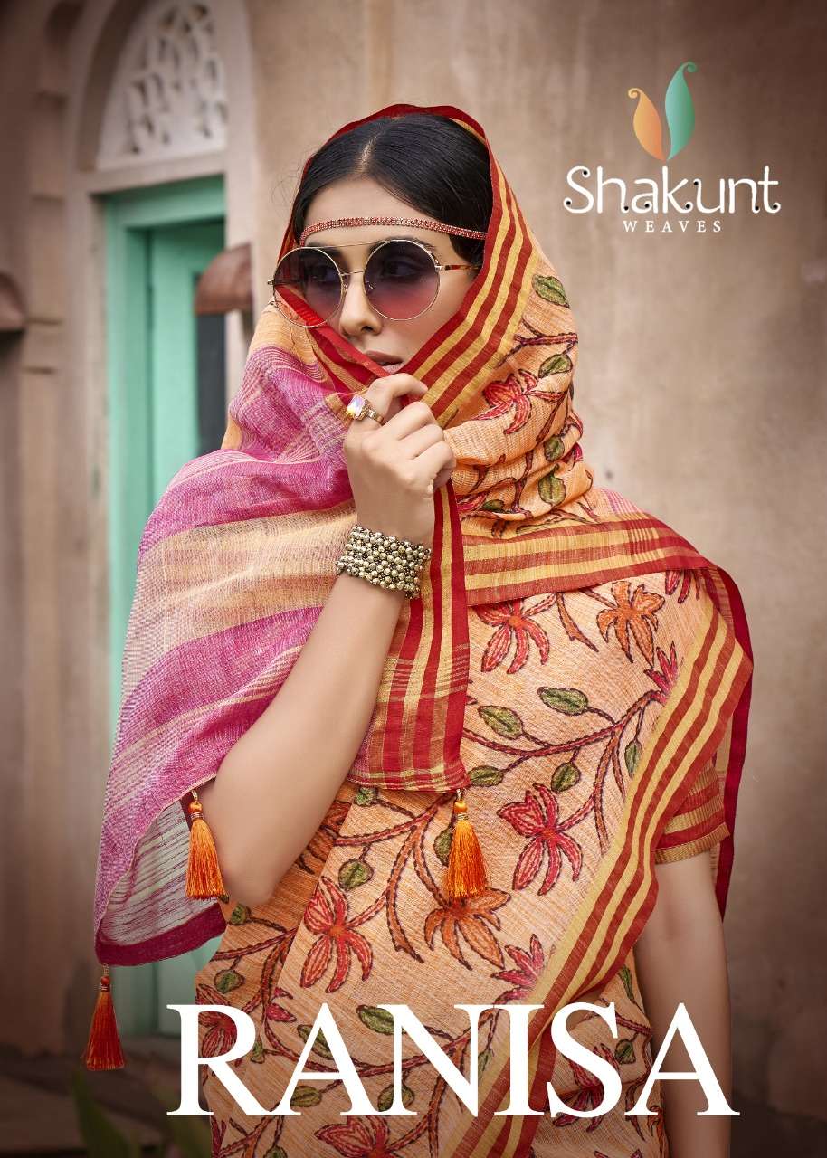 Shakunt Weaves Ranisa Art Silk Digital Print Fancy Saree col...
