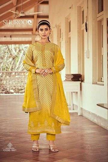 Shurooq Harnaaz Pure Silk With Fancy Festival Wear Suits col...