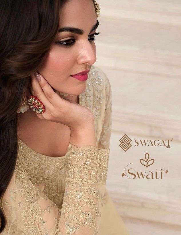 Swagat Swati 3401 - 3407 Series Butterfly Net With Embroider...