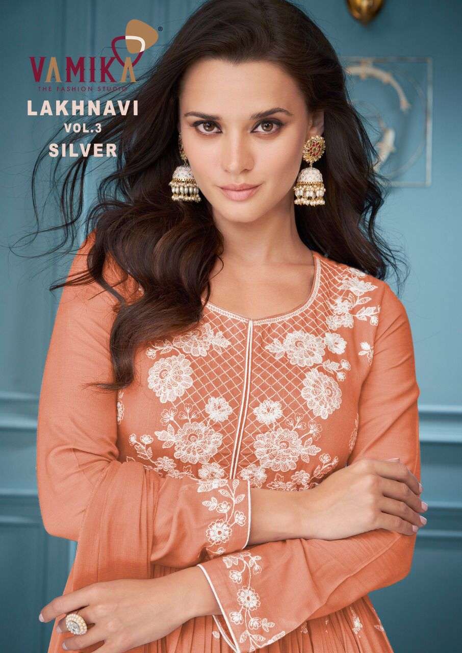 Vamika Nx Lakhnavi vol 3 Silver rayon with fancy Readymade s...