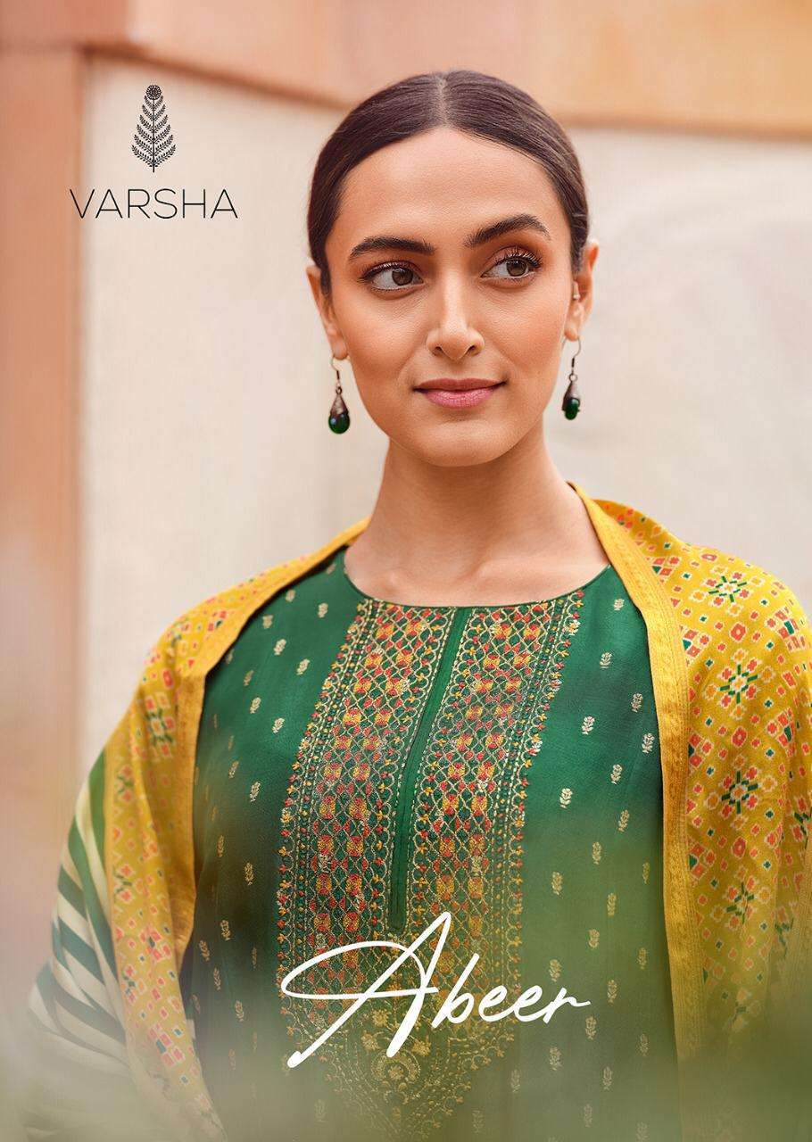 Varsha Fashion Abeer Silk With Embroidery Work Dress Materia...