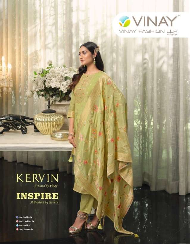 Vinay Fashion Kervin Inspire Muslin Jacquard With Meena Work...