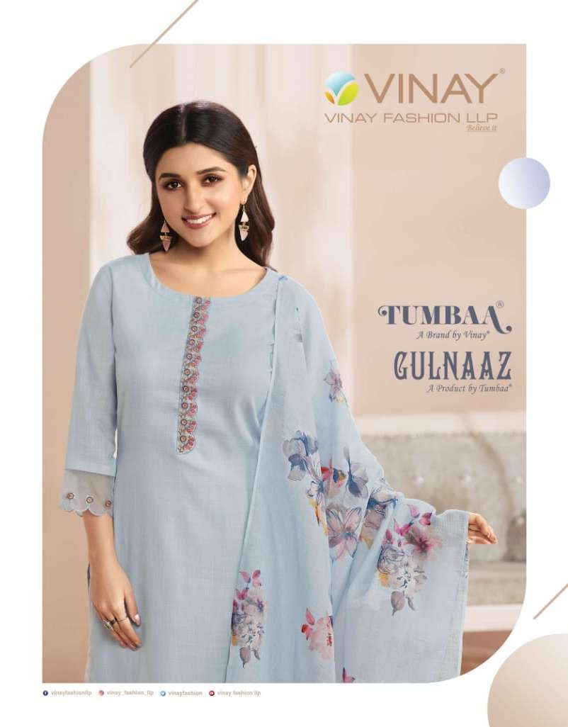 Vinay Fashion Tumbaa Gulnaaz Linen With Fancy Work Readymade...