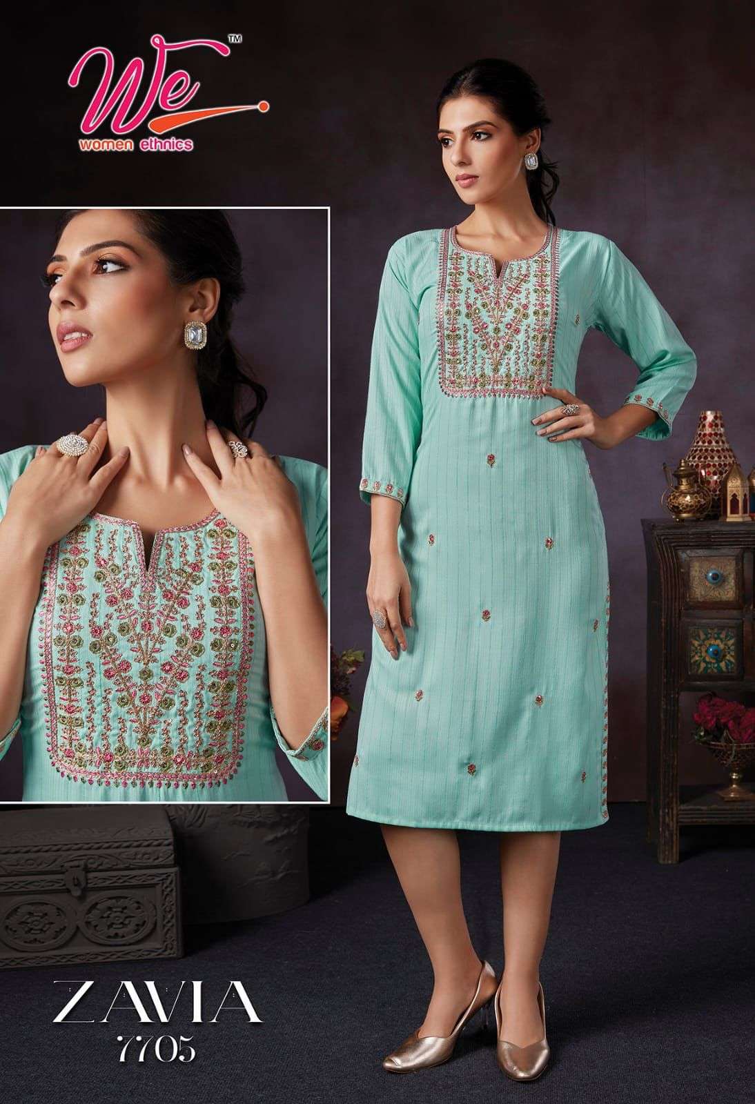 WE Zavia Fancy With Weaving Design Kurti collection at whole...