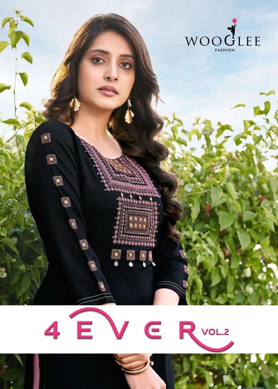 Wooglee 4Ever Vol 2 Nylon Viscose With Fancy Hand work Kurti...