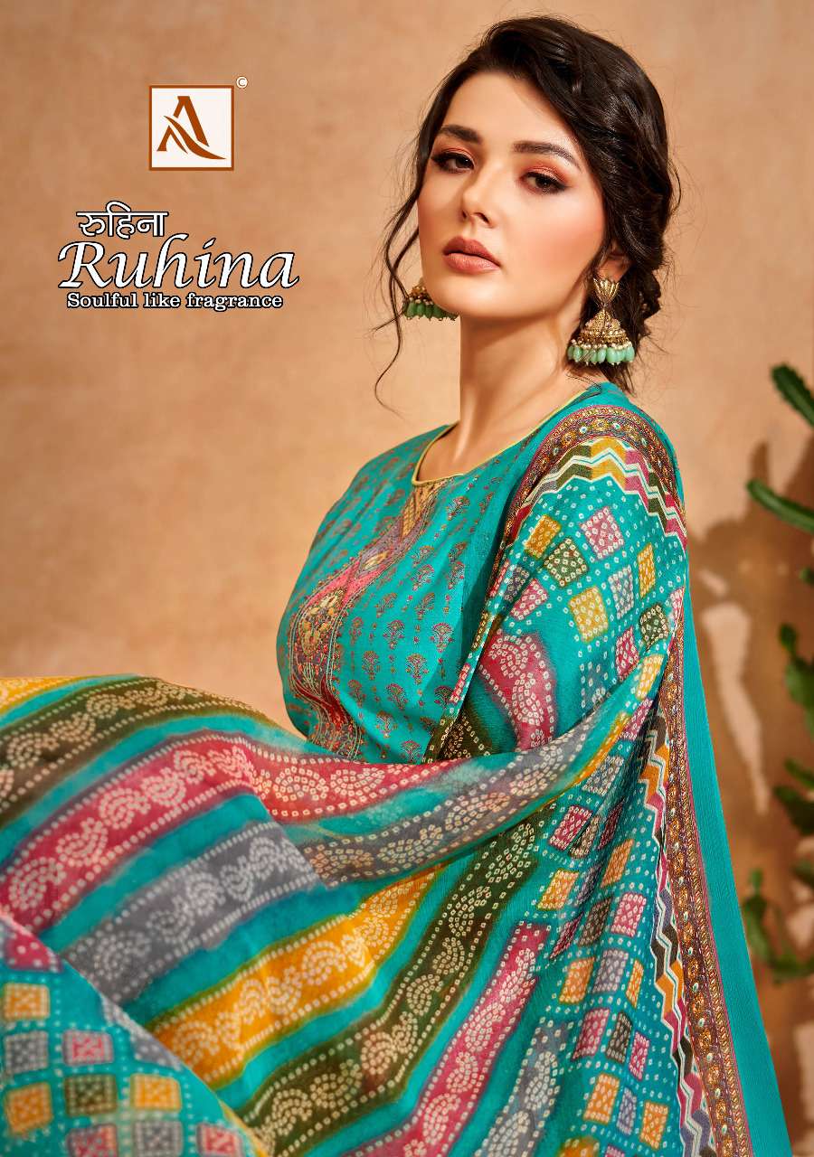 Alok suits Ruhina Viscose Silk with fancy Handwork Salwar Ka...