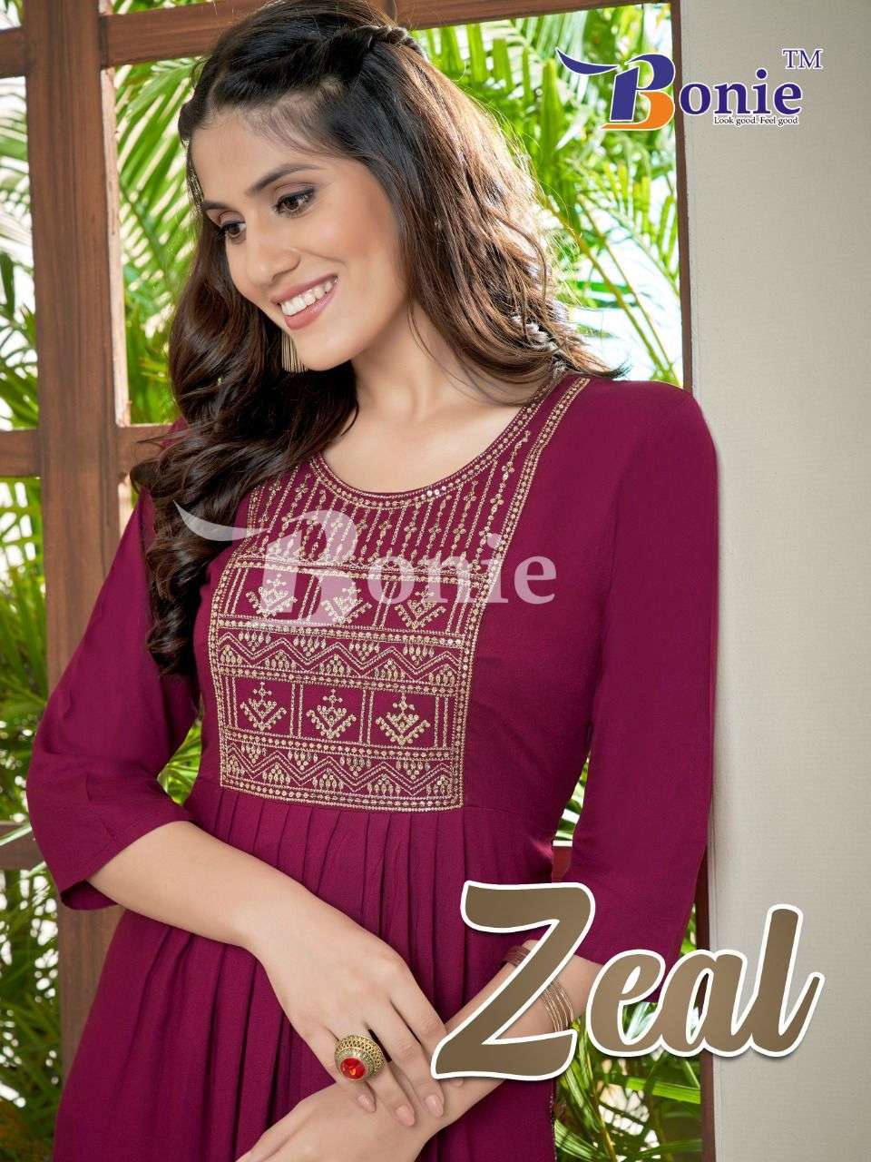 Boine Zeal Rayon with fancy work Kurti collection at wholesa...