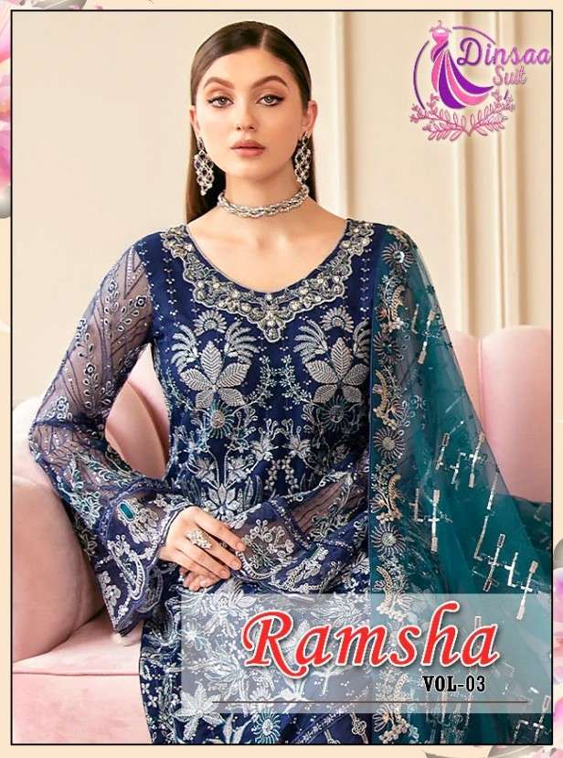 Dinsaa Suits Ramsha hit vol 3 Georgette with fancy work  Pak...