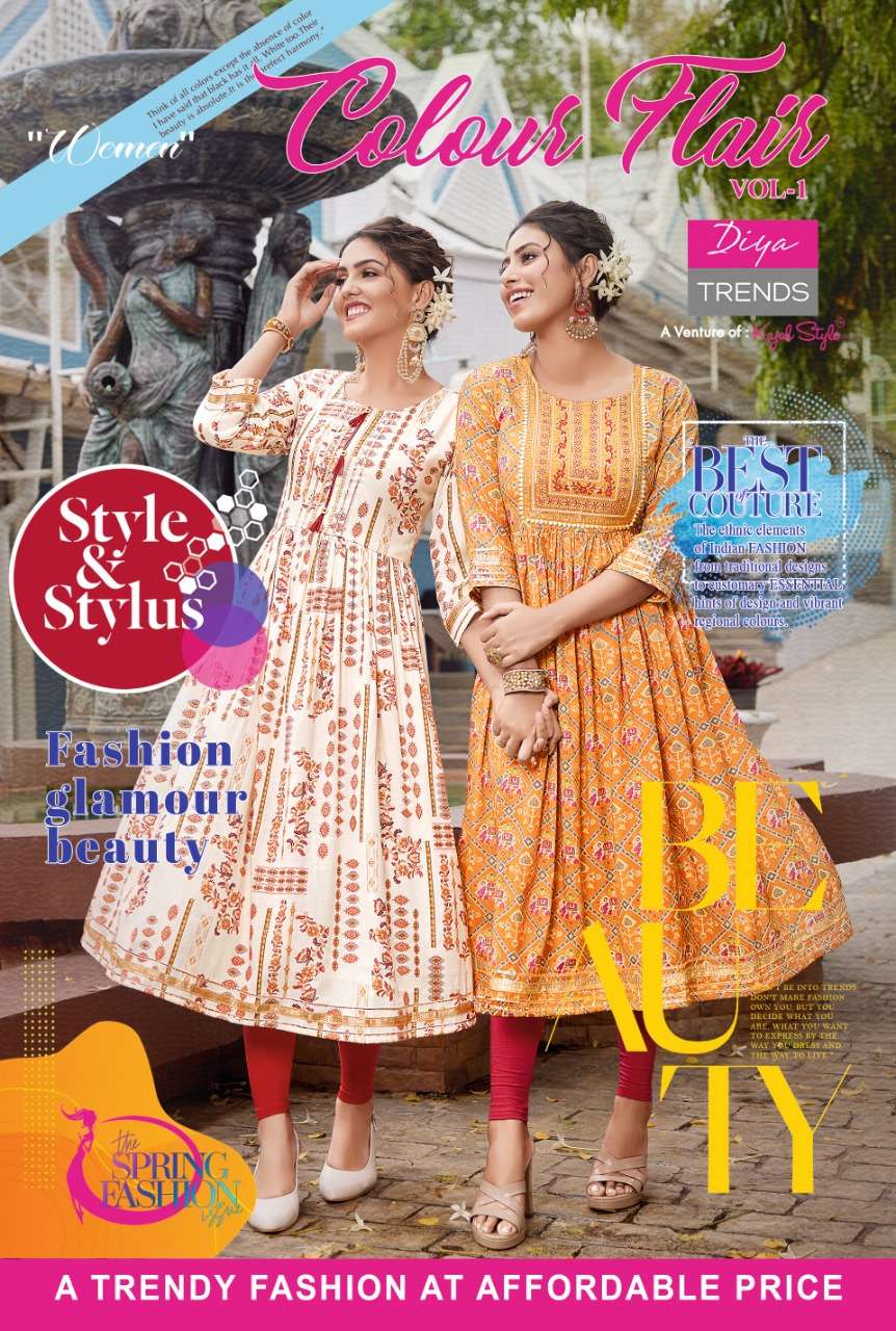 Diya Trends Colour Flair vol 1 Rayon With fancy Kurti collec...