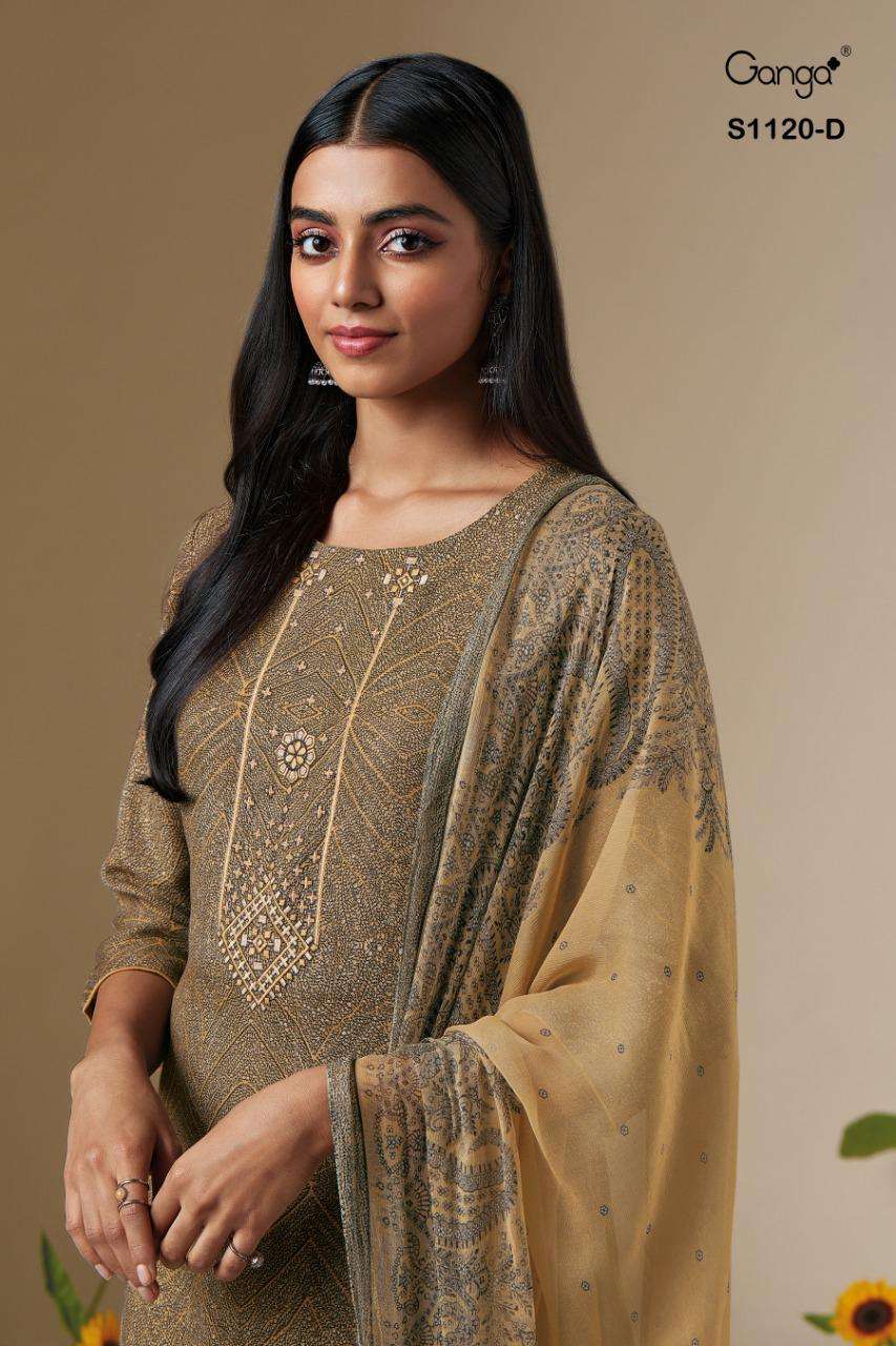 Ganga fashion Anala 1120 pashmina silk with Fancy Work Winte...