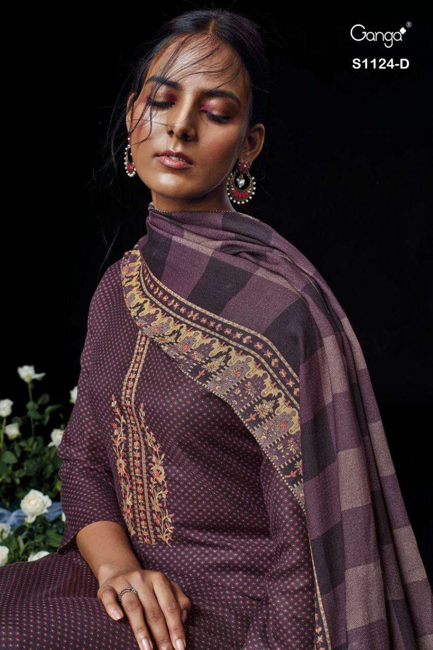 Ganga fashion Arshia 1124 Wool Pashmina Silk with Fancy Dres...