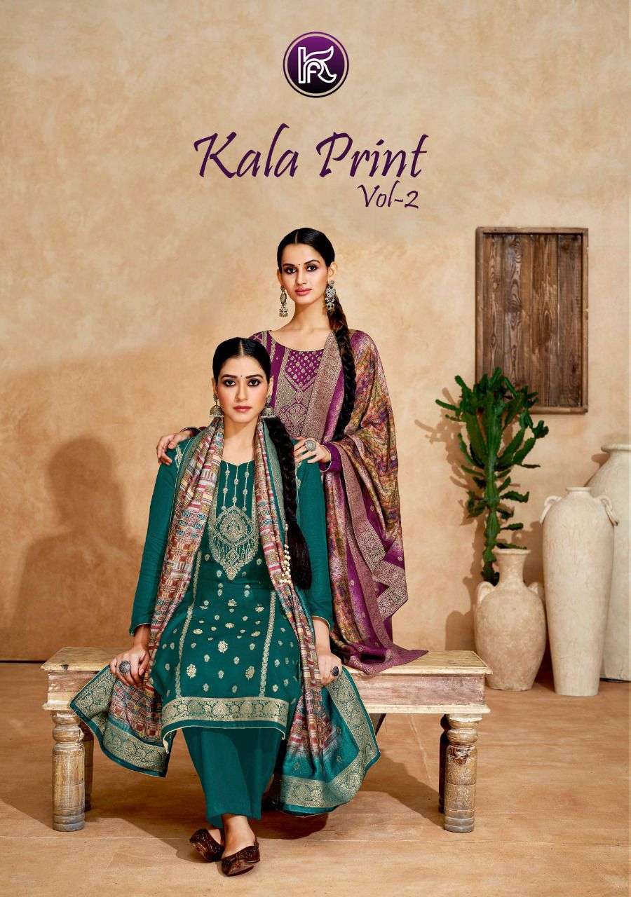 kala Fashion kala Print vol 2 Viscose Pashmina silk with fan...