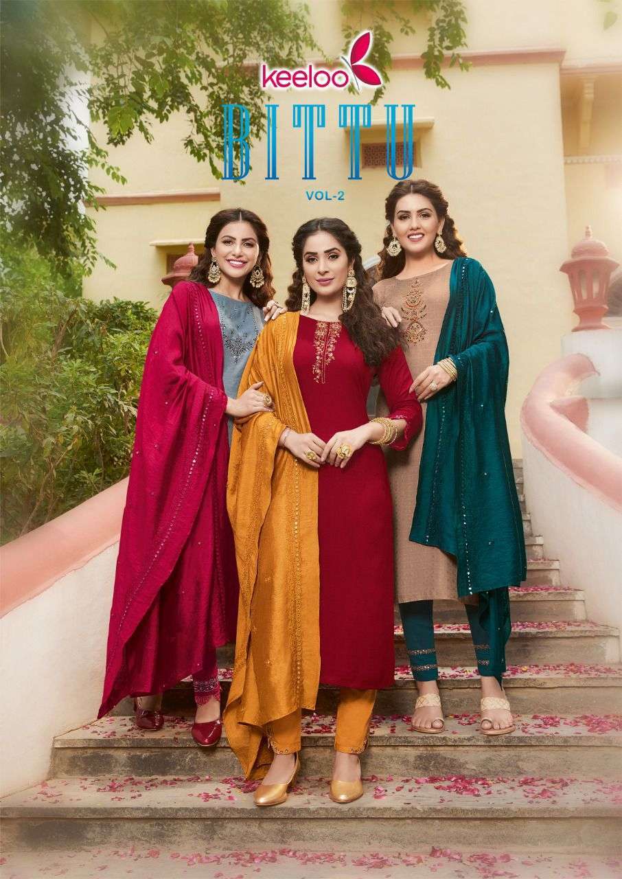 Keeloo Bitu vol 2 Rayon with handwork Readymade suits collec...