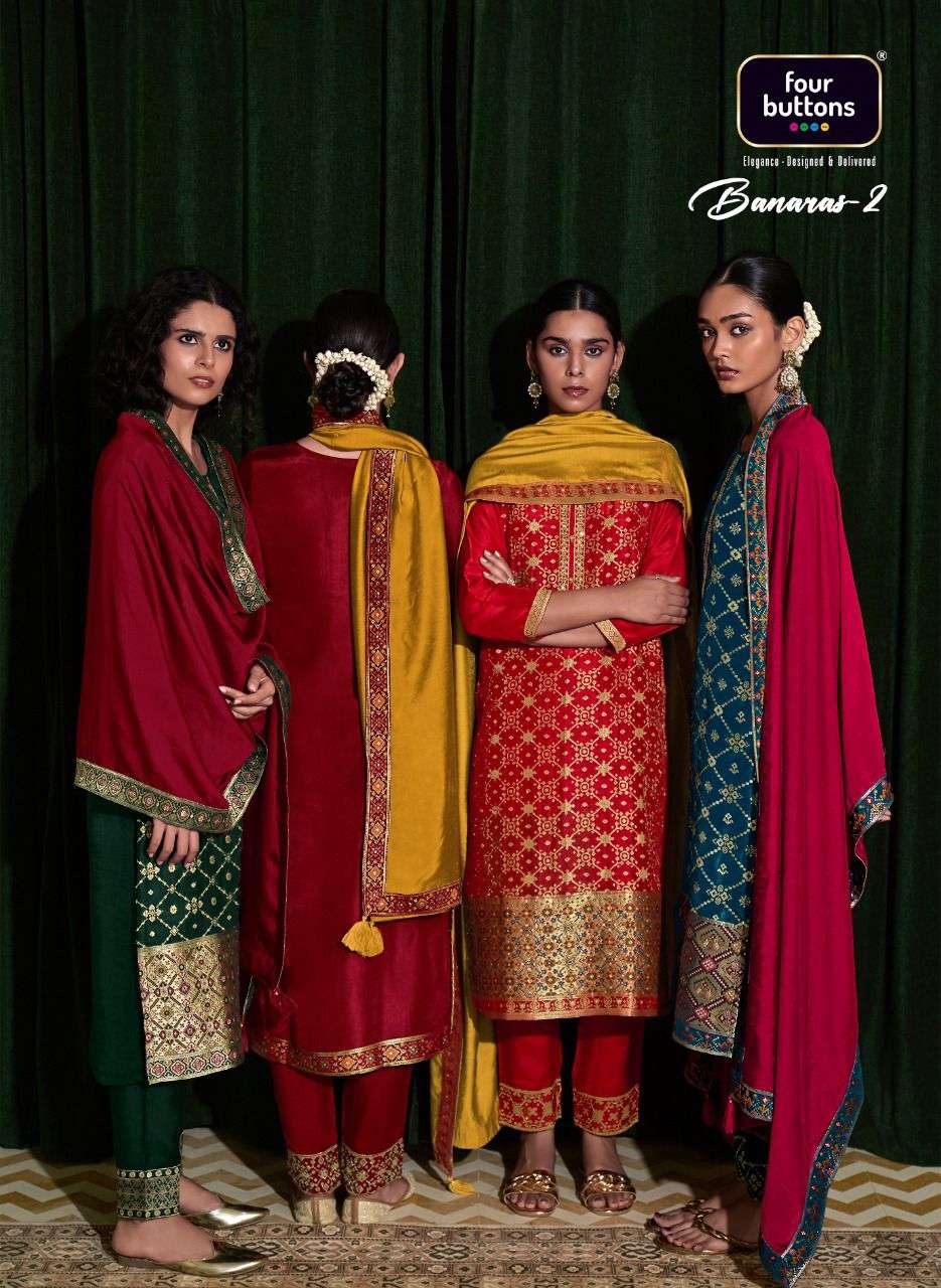 Kessi fabrics Four Buttons Banaras vol 2 fancy Salwar kameez...