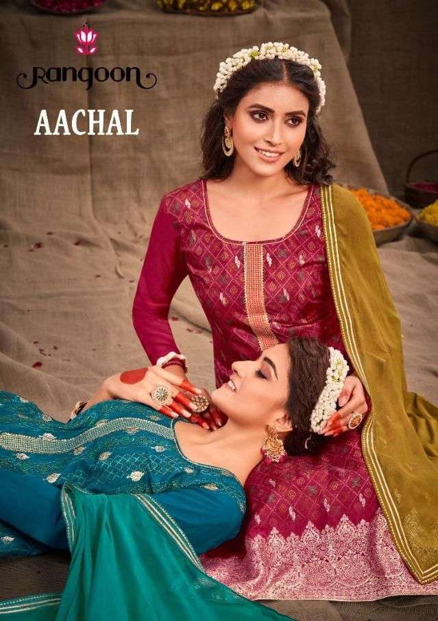 Kessi fabrics Rangoon Aachal Silk with fancy Work Readymade ...