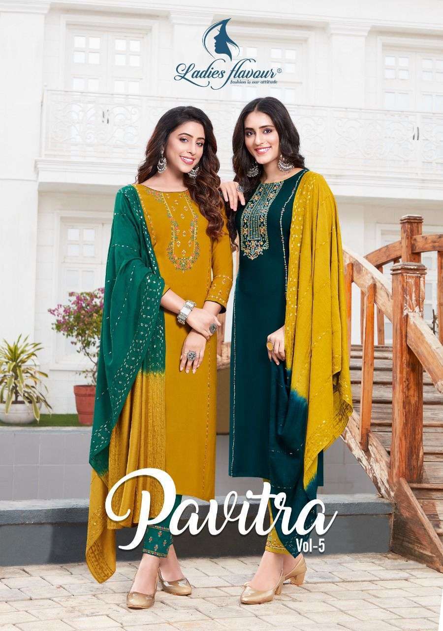 Ladies Flavour Pavitra vol 5 Rayon With Fancy Hand Work Desi...