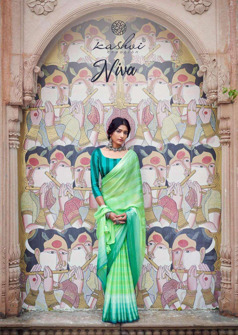 Lt fabrics Kashvi Creation Niva Floral Silk with printed fan...