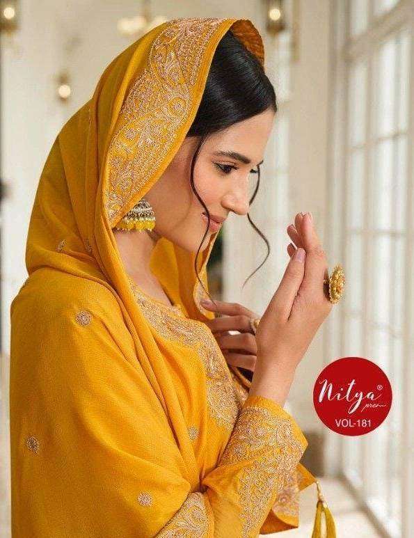 Lt fabrics Nitya vol 181 Linen Silk with fancy Work Dress Ma...