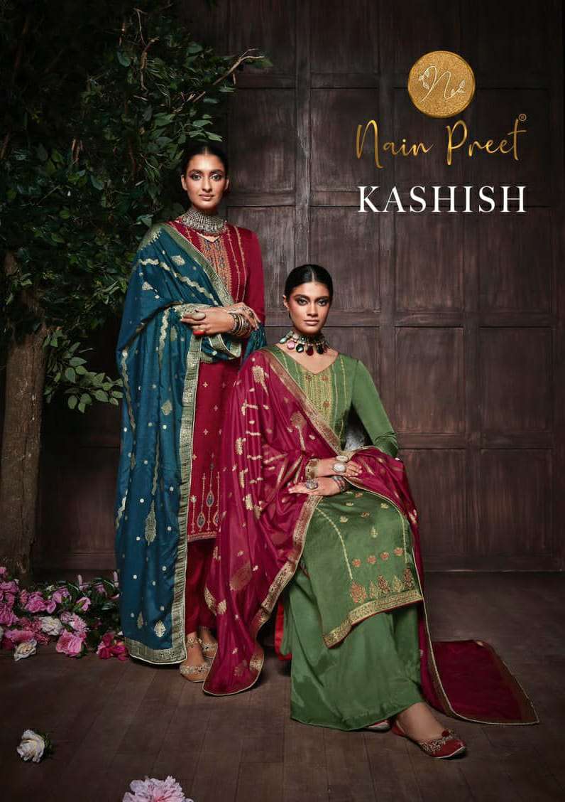 Mumtaz Art Nainpreet Kashish Silk with fancy Work Dress mate...