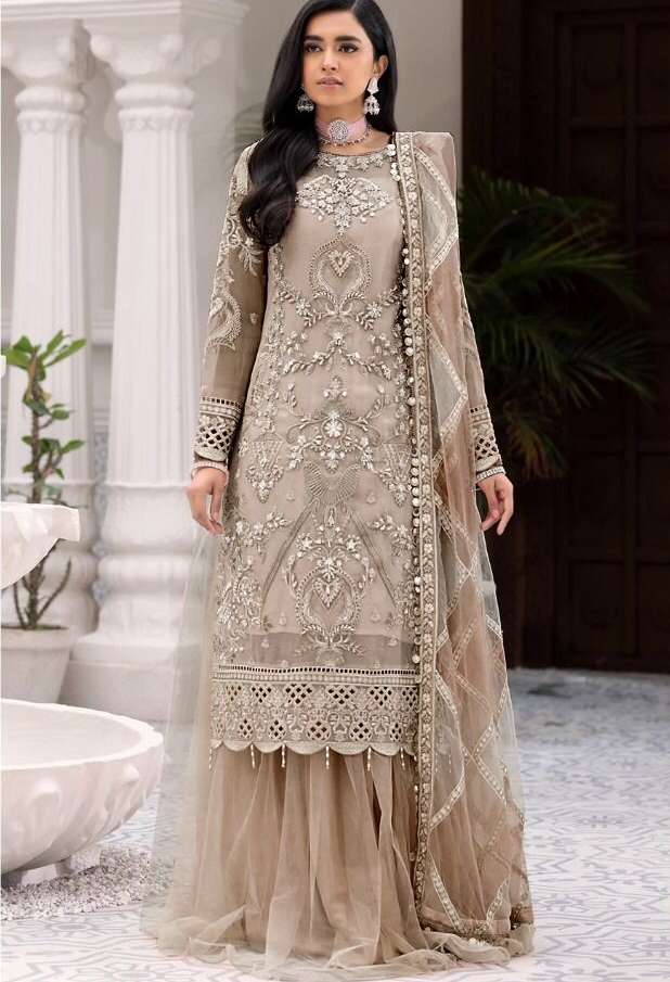 Net With Sequence Embroidery Work With Diamond Work pakistan...