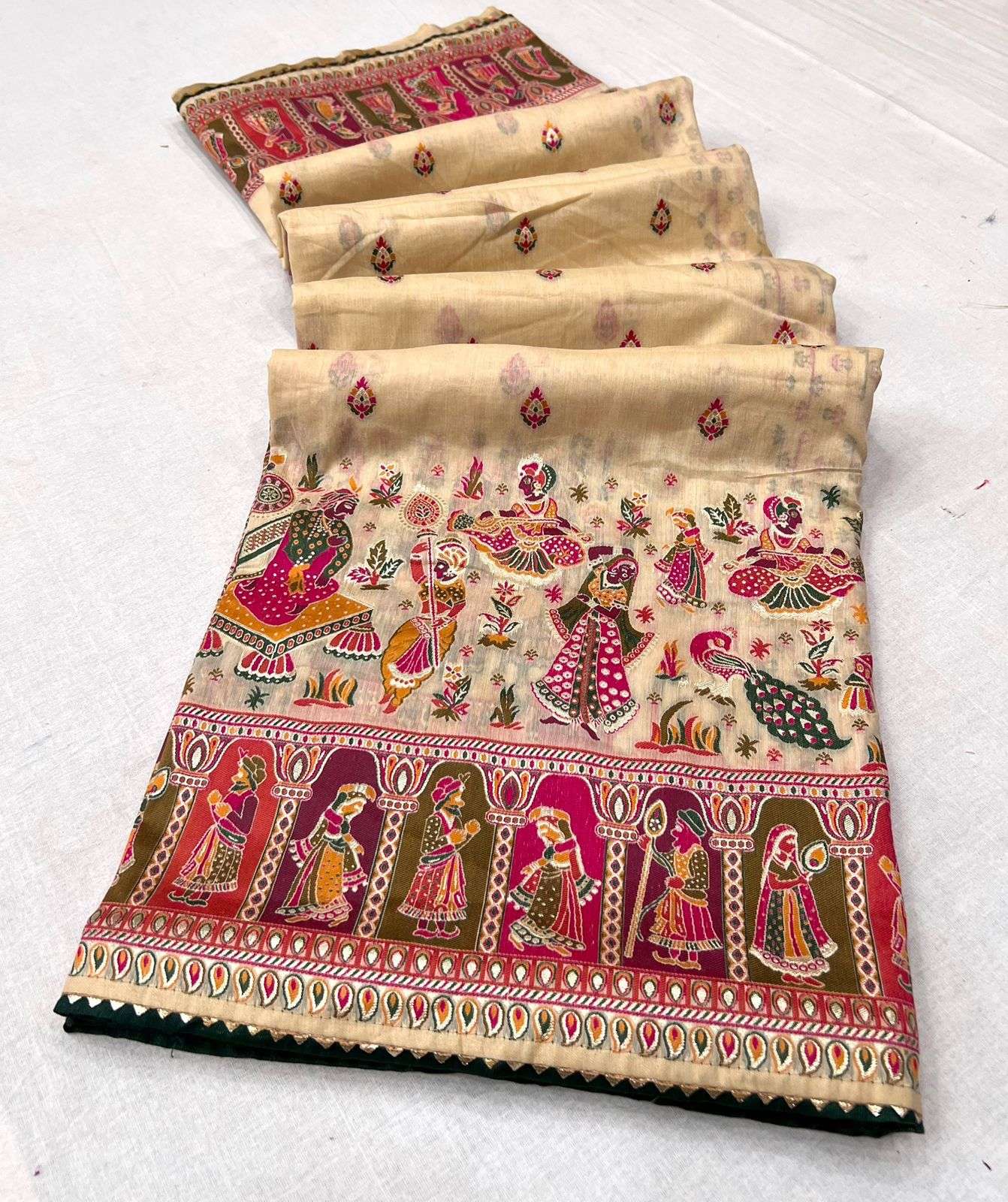 Rajwadi silk with Minakari Weaving Design All Over Saree Wed...