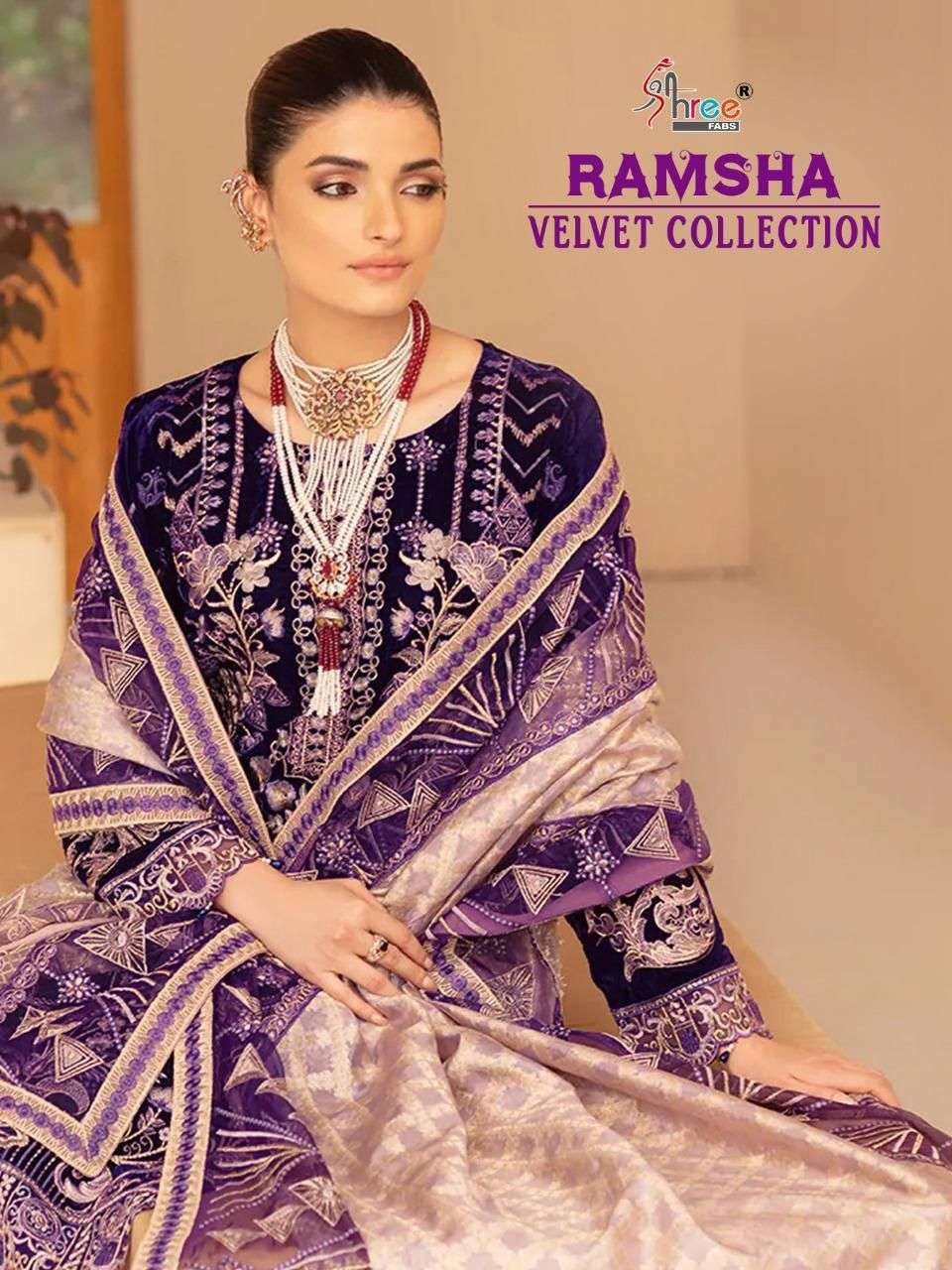 Ramsha Fashion Velvet With fancy Winter Wear  suits  Collect...