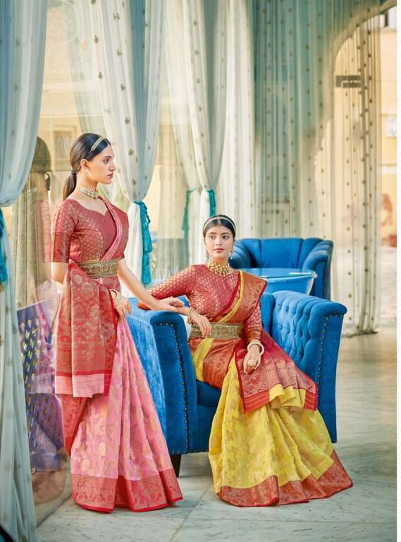 Sangam Printes Rajsundari Cotton with Weaving Design Saree c...