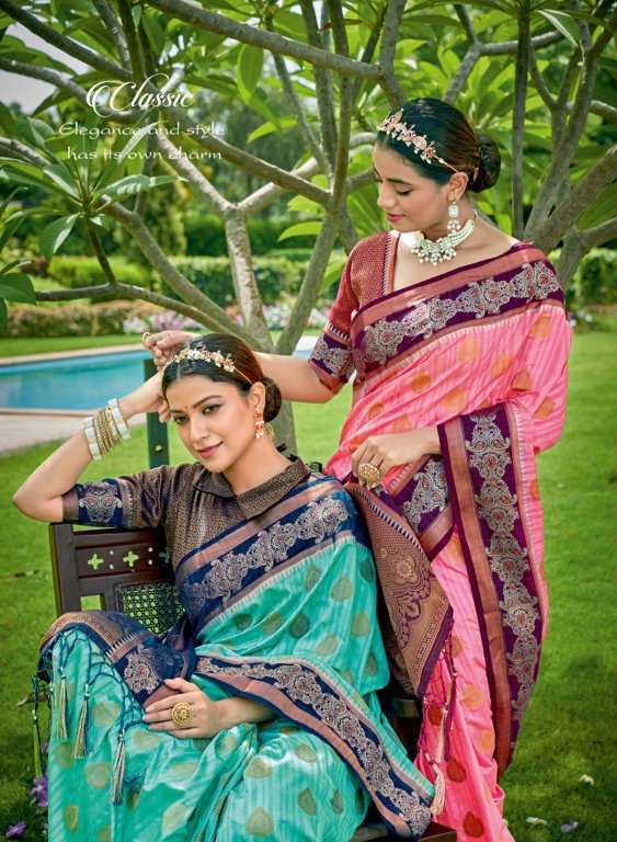 Sangam Printes Varnika banarasi silk with Weaving Design Sar...