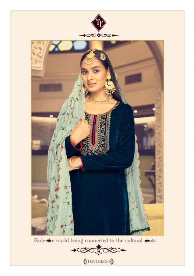 Tanishk fashion Sultana Velvet with fancy work dress materia...