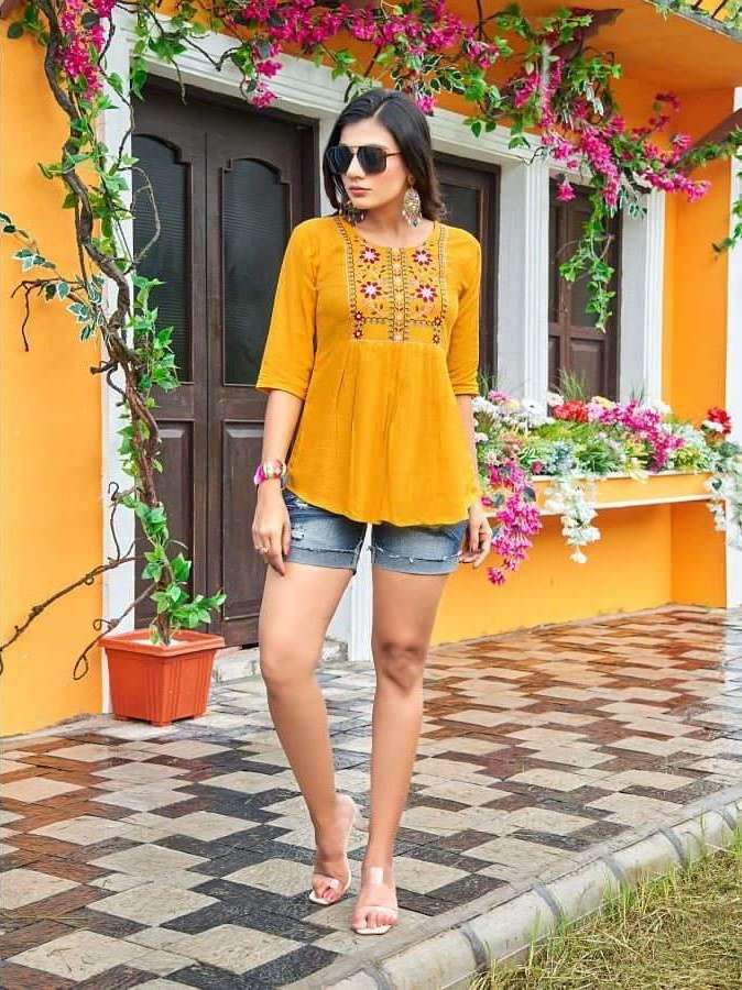 Tips And Tops Pulpy vol 9 rayon with fancy Handwork Short To...