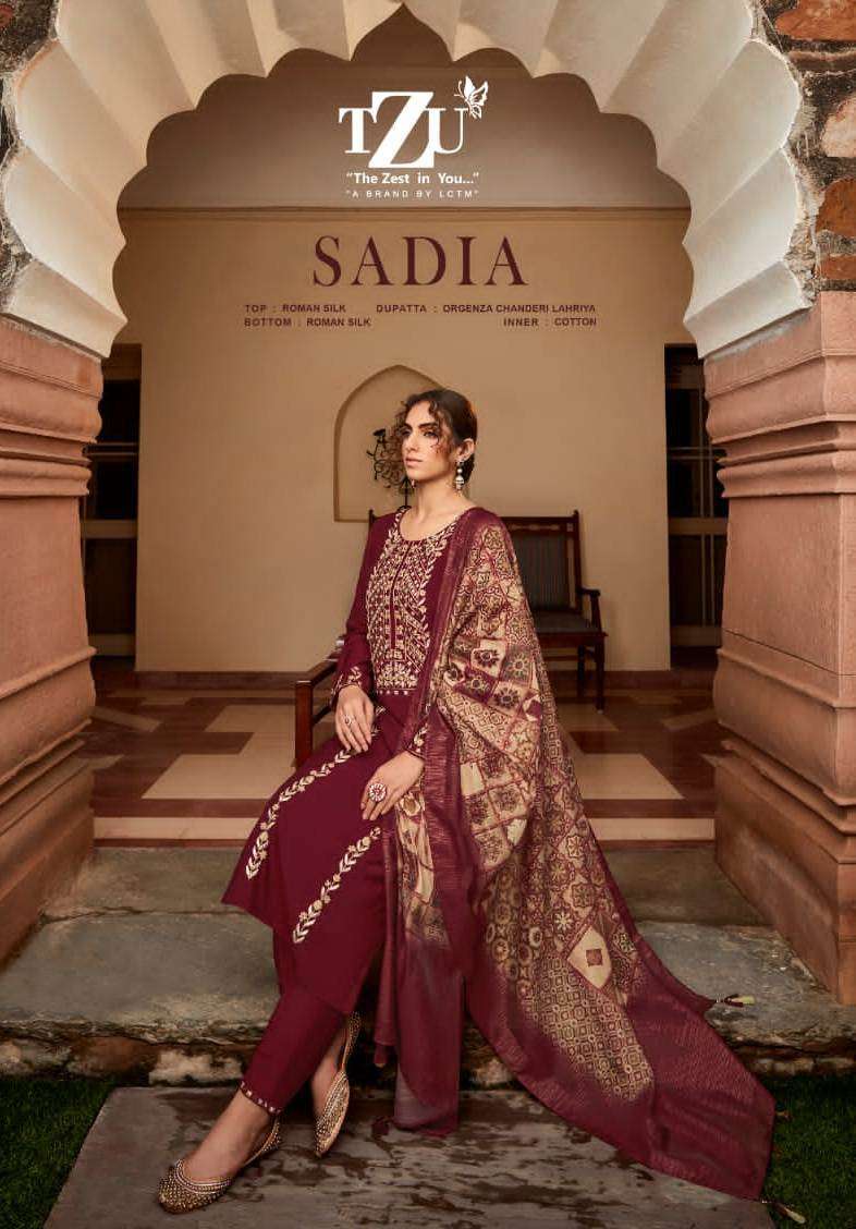 TZU Fashion Sadia Roman silk with fancy Designer Festival We...